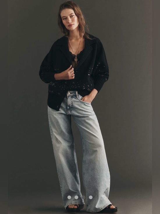 Anthropologie Sweaters - NWT By Anthropologie Collared V-
Neck Cardigan - Metallic Butterfly - Small